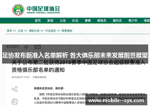 足协发布新准入名单解析 各大俱乐部未来发展前景展望 足协发布新准入名单解析 各大俱乐部未来发展前景展望