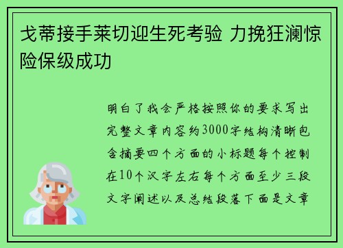 戈蒂接手莱切迎生死考验 力挽狂澜惊险保级成功 戈蒂接手莱切迎生死考验 力挽狂澜惊险保级成功